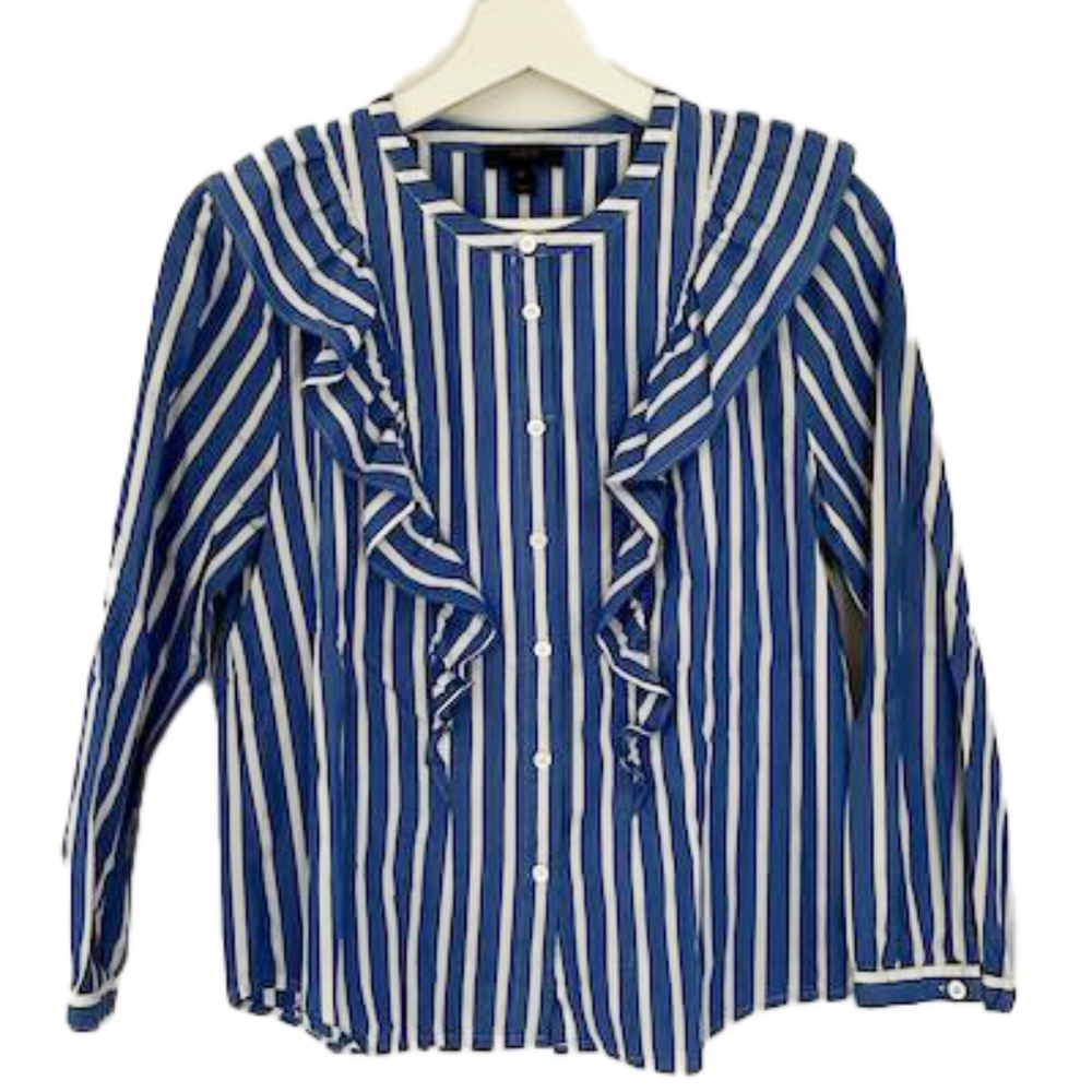 J. Crew Wide Stripe Ruffle Blouse
